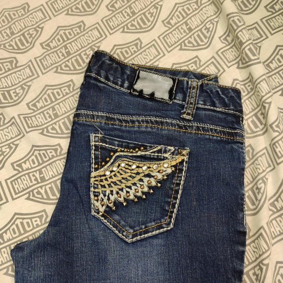 Y2K Women's Sparkle Pocket Bootcut Jeans - Size 9 - Picture 2 of 6